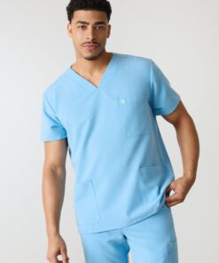 ZACK RE-GARDE™ - CLASSIC BLUE - Three Pockets Men's Scrub Top - SILVADUR™