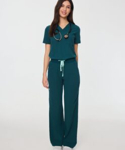 MILA RE-GARDE™ - TEAL - Wide Leg Scrub Pants - SILVADUR™