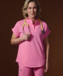 CHARLIE RE-GARDE™ - G-M x PONY PINK - Mandarine Collar Scrub Top - SILVADUR™