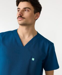 Alternative view of LOGAN RE-GARDE™ - OPAL BLUE - One Pocket Men's Scrub Top - SILVADUR™