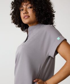 Alternative view of CHARLIE RE-GARDE™ - ECLIPSE GREY - Mandarine Collar Scrub Top - SILVADUR™