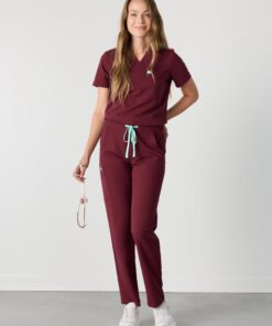 JULIETA RE-GARDE™ - BURGUNDY - Straight Cut Scrub Pants - SILVADUR™