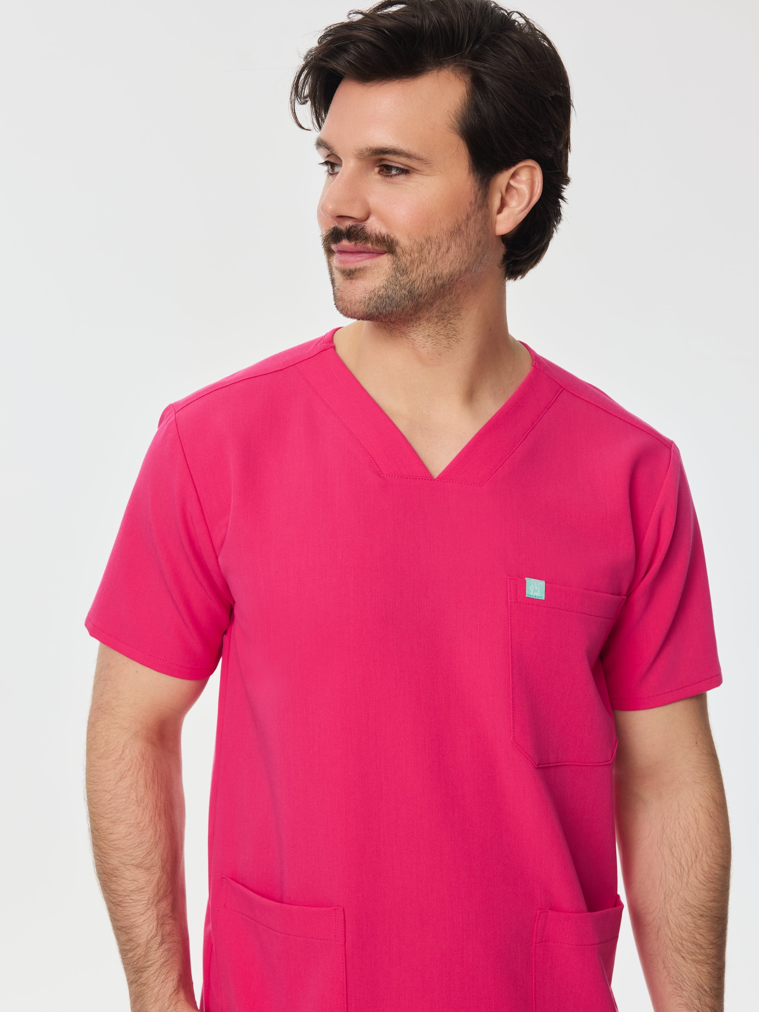 ZACK RE-GARDE™ - PINK CRUSH - Three Pockets Men's Scrub Top - SILVADUR™ - Image 3