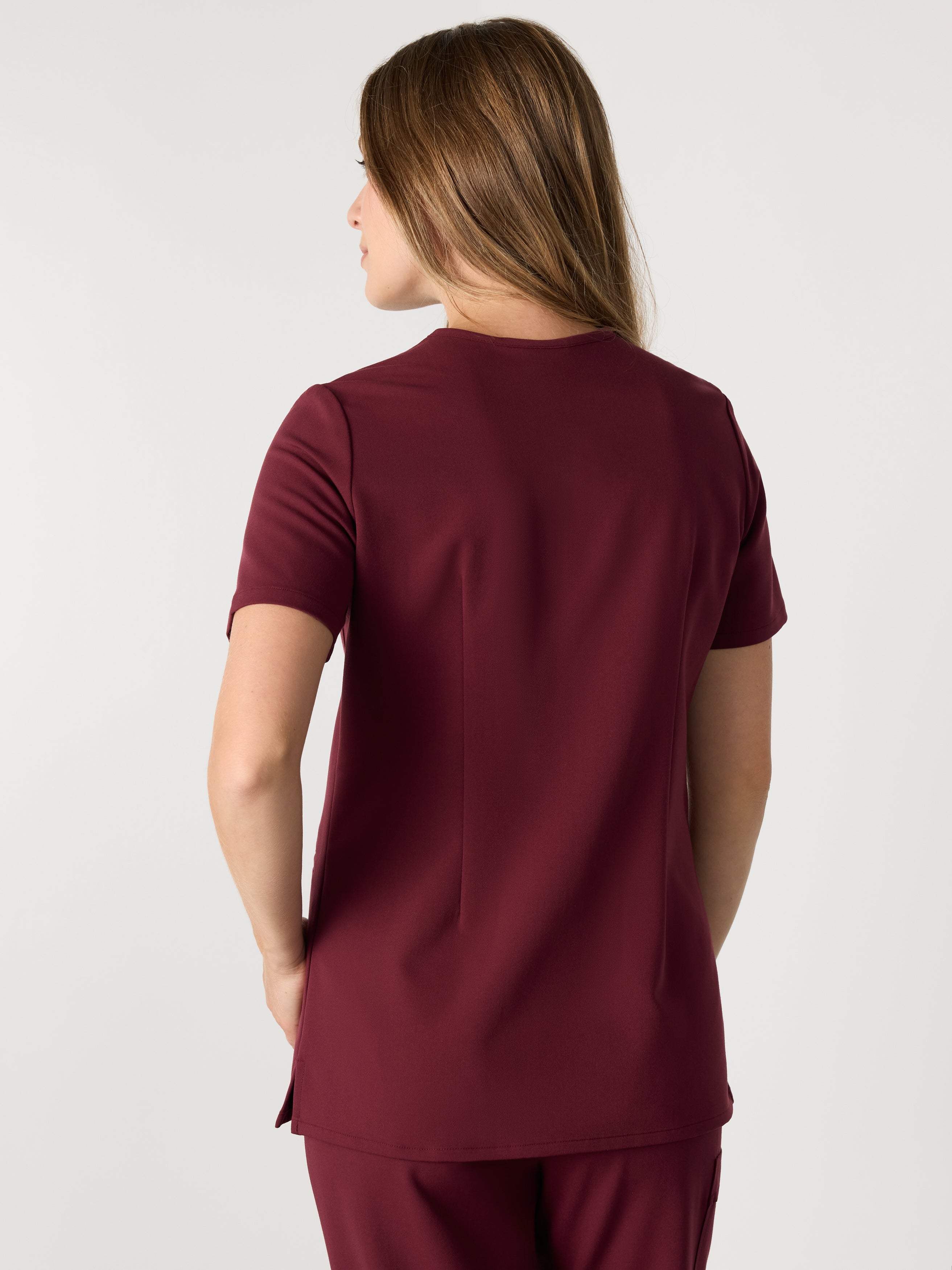 LIV RE-GARDE™ - BURGUNDY - Three Pockets Scrub Top - SILVADUR™ - Image 3