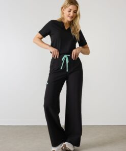 MILA RE-GARDE™ - BLACK - Wide Leg Scrub Pants - SILVADUR™