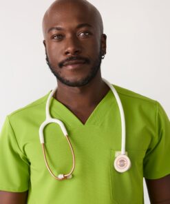 Alternative view of LOGAN RE-GARDE™ - GRUMPY GREEN - One Pocket Men's Scrub Top - SILVADUR™ - Final Sale