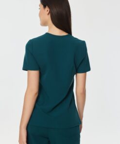 Alternative view of GABRIELLE RE-GARDE™ - TEAL - One Pocket Scrub Top - SILVADUR™