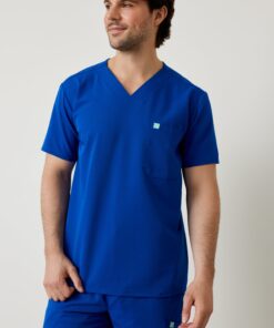 LOGAN RE-GARDE™ - ROYAL BLUE - One Pocket Men's Scrub Top - SILVADUR™