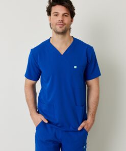 ZACK RE-GARDE™ - ROYAL BLUE - Three Pockets Men's Scrub Top - SILVADUR™