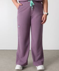 Alternative view of MILA RE-GARDE™ - DUSTY PURPLE - Wide Leg Scrub Pants - SILVADUR™