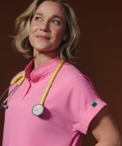 Alternative view of CHARLIE RE-GARDE™ - G-M x PONY PINK - Mandarine Collar Scrub Top - SILVADUR™