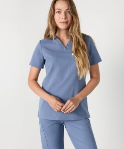 GABRIELLE RE-GARDE™ - BLUE HORIZON - One Pocket Scrub Top - SILVADUR™ - Final Sale