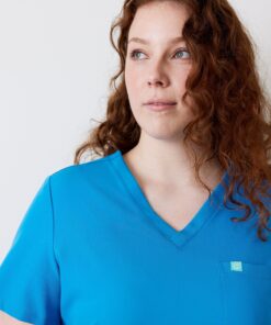 Alternative view of GABRIELLE RE-GARDE™ - AZURE BLUE - One Pocket Scrub Top - Final Sale