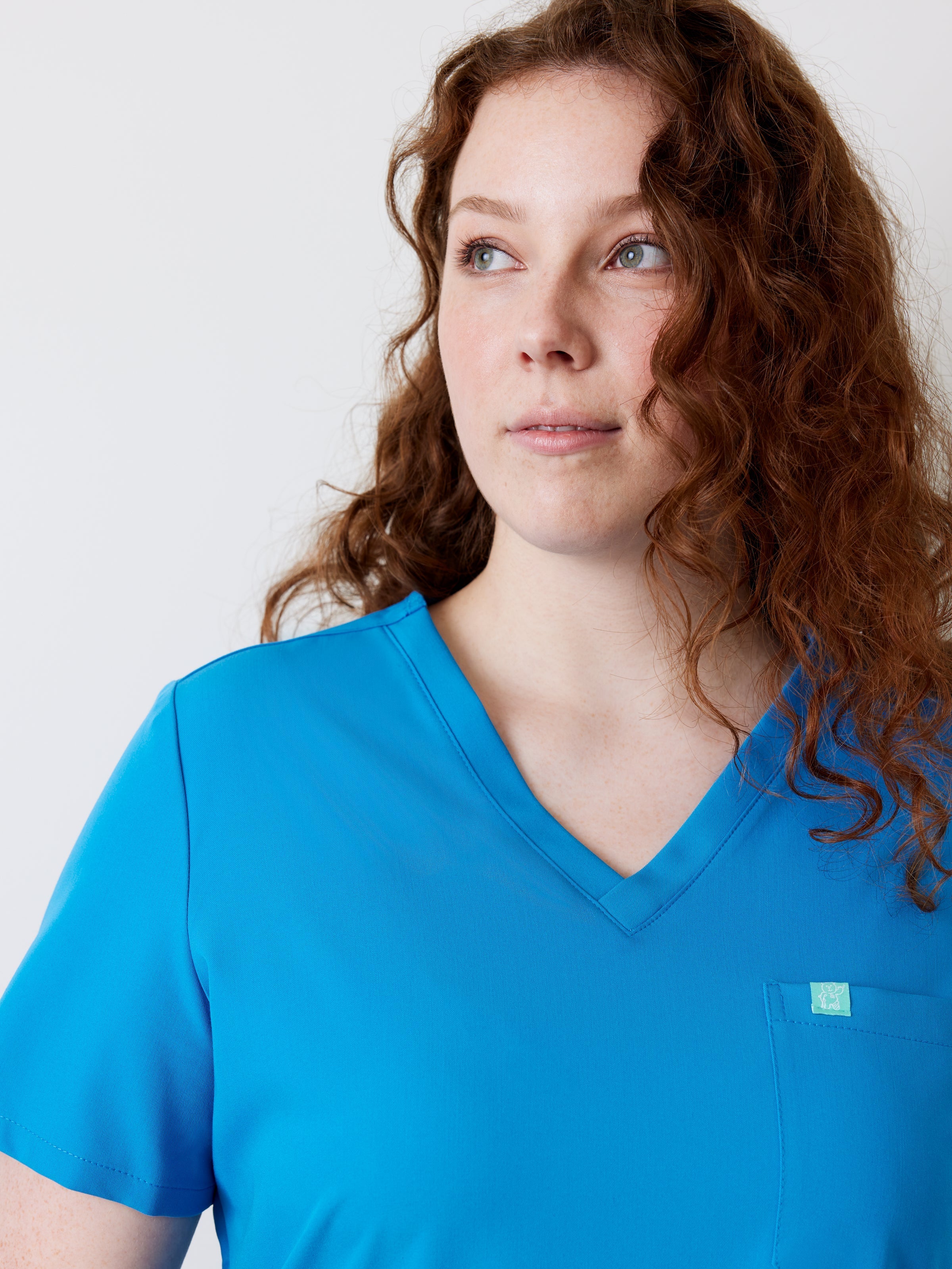 GABRIELLE RE-GARDE™ - AZURE BLUE - One Pocket Scrub Top - Final Sale - Image 2