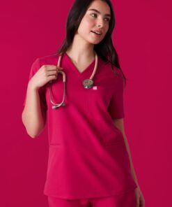 LIV RE-GARDE™ - VIBRANT FUCHSIA - Three Pockets Scrub Top - SILVADUR™