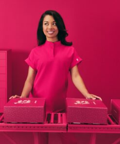 CHARLIE RE-GARDE™ - VIBRANT FUCHSIA - Mandarine Collar Scrub Top - SILVADUR™