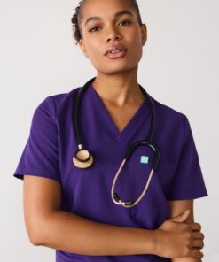 Alternative view of LIV RE-GARDE™ - MIDNIGHT VELVET - Three Pockets Scrub Top - SILVADUR™ - Final Sale