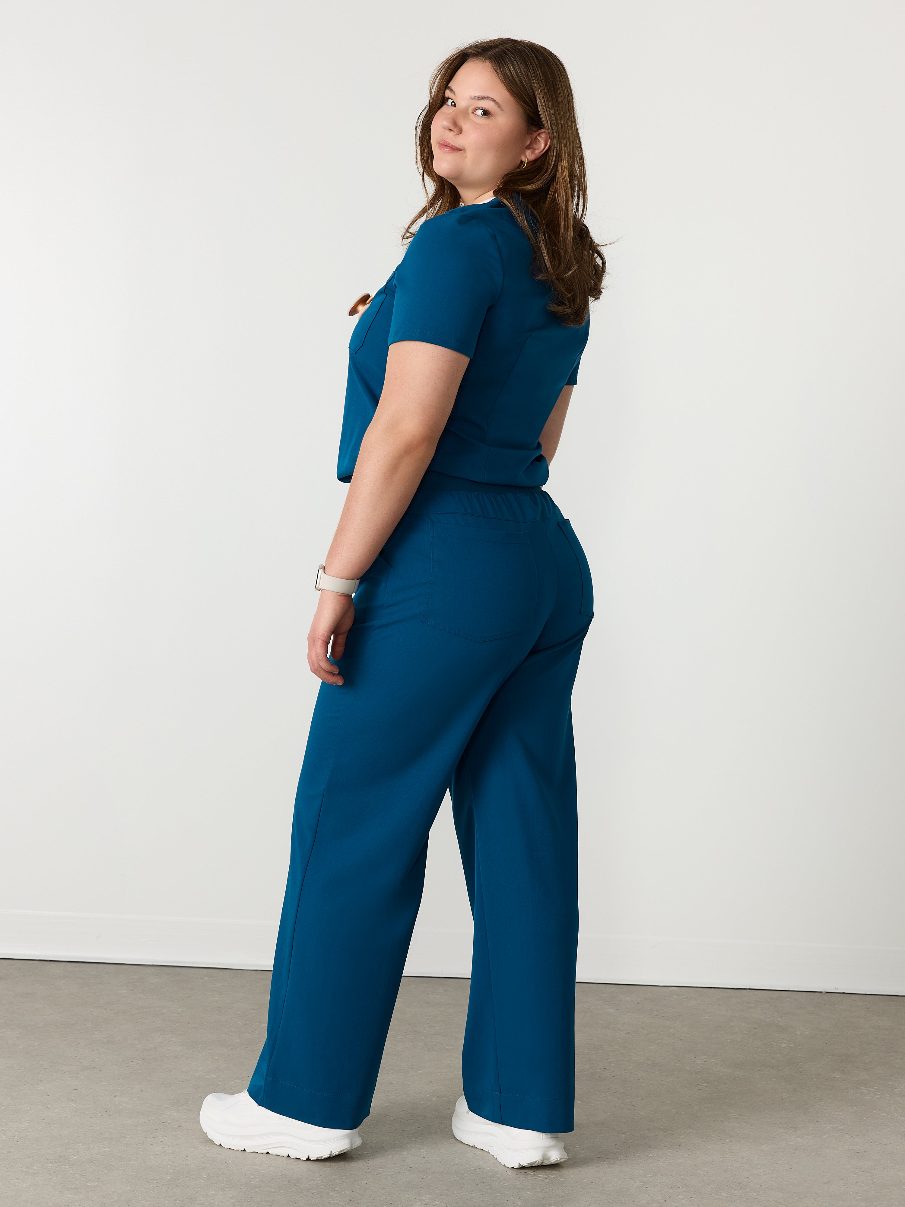 MILA RE-GARDE™ - OPAL BLUE - Wide Leg Scrub Pants - SILVADUR™ - Image 4