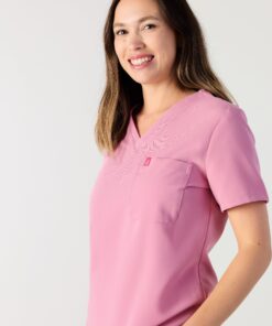 Alternative view of GABRIELLE RE-GARDE™ - HOPEFUL PINK - One Pocket Scrub Top - SILVADUR™ - Final Sale