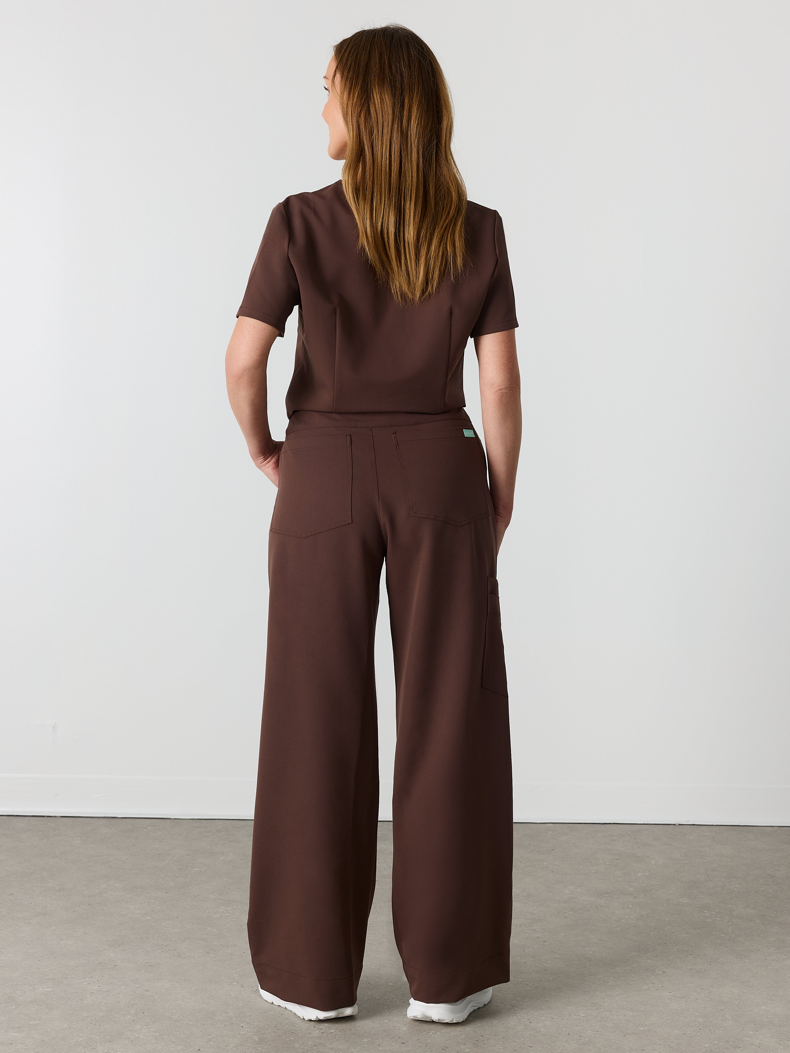 MILA RE-GARDE™ - CHOCOLATE - Wide Leg Scrub Pants - SILVADUR™ - Image 4