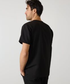 Alternative view of ZACK RE-GARDE™ - BLACK - Three Pockets Men's Scrub Top - SILVADUR™