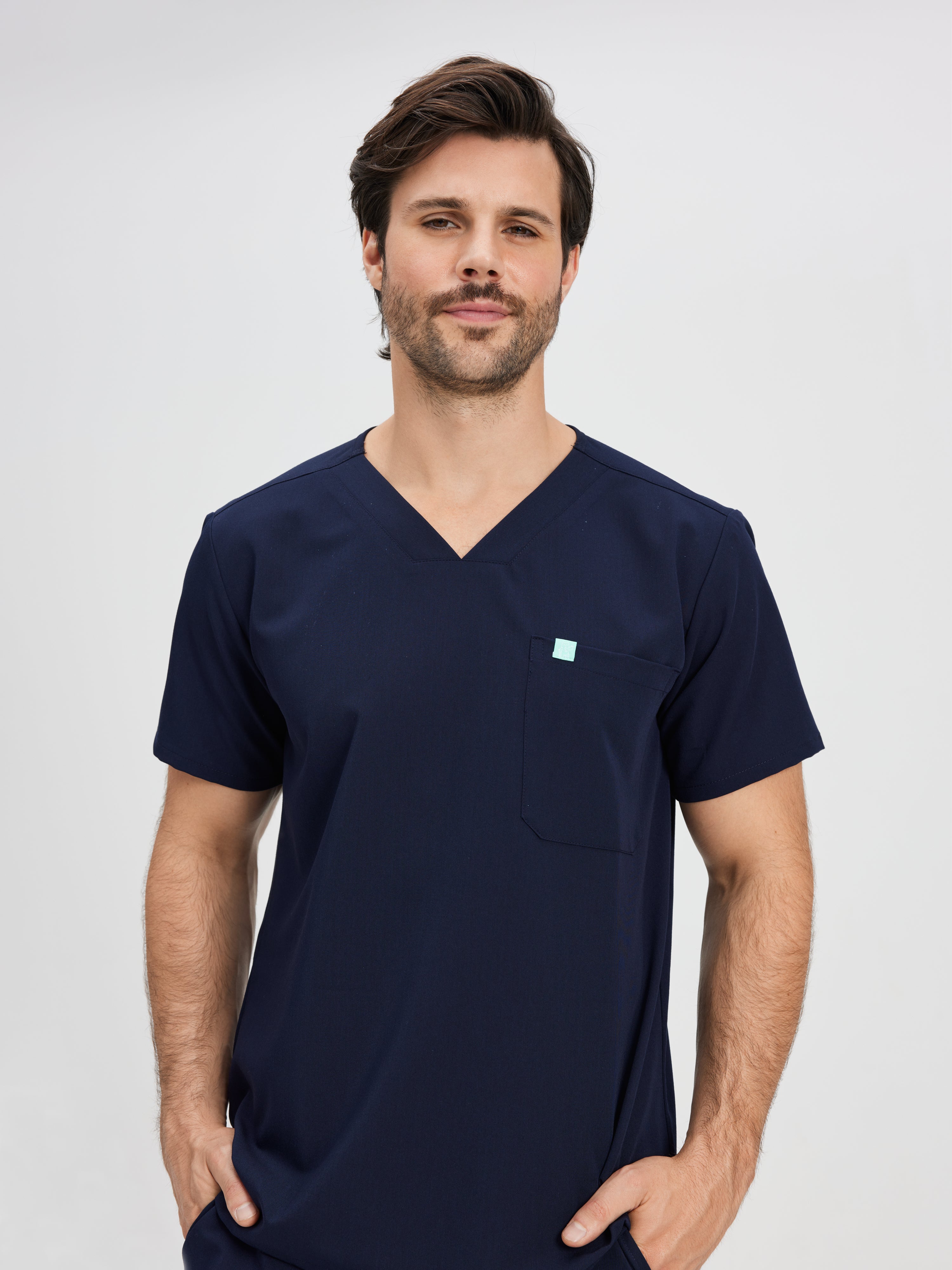 LOGAN RE-GARDE™ - NAVY - One Pocket Men's Scrub Top - Final Sale - Image 5