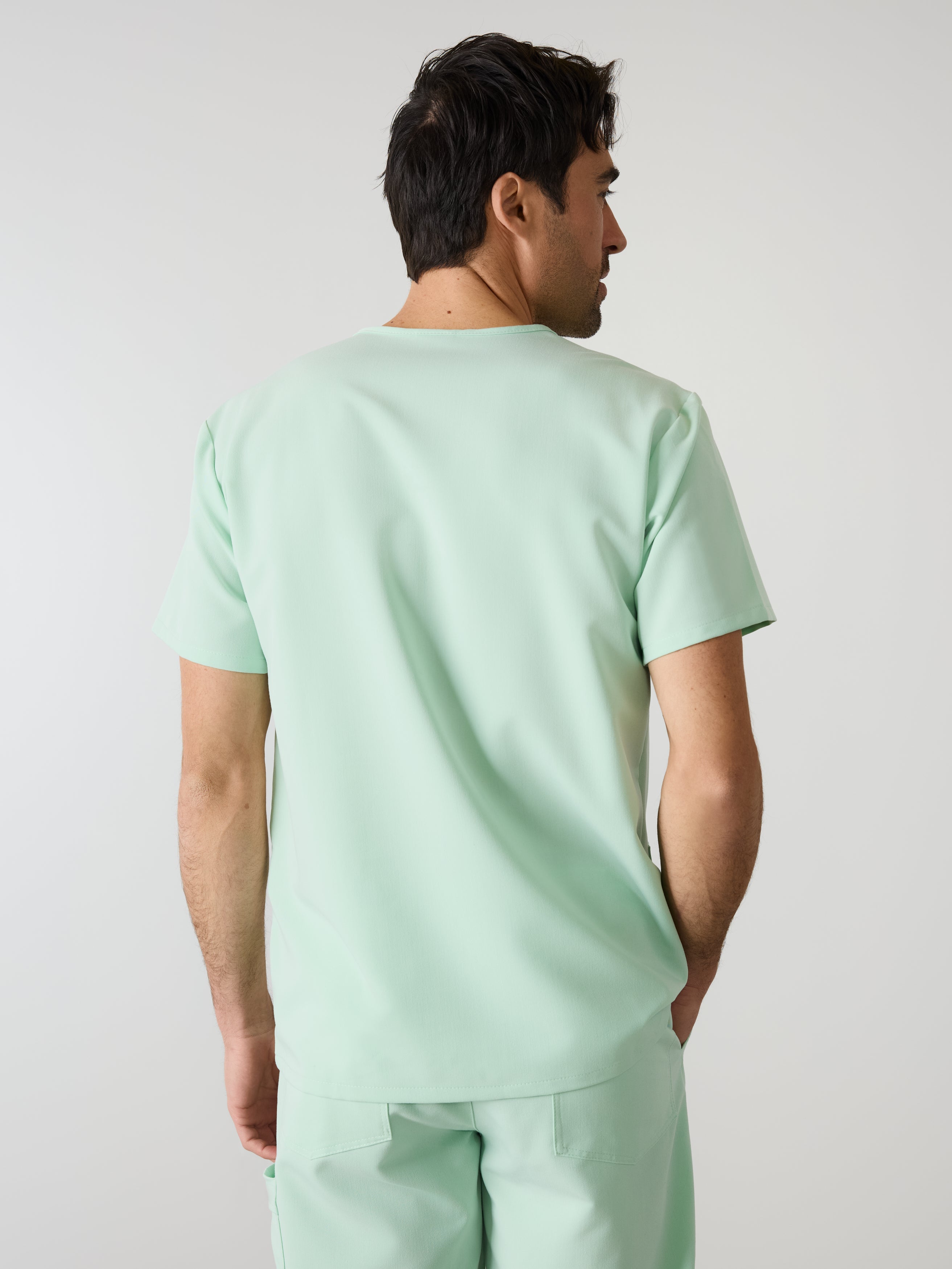 ZACK RE-GARDE™ - MISTY MINT - Three Pockets Men's Scrub Top - SILVADUR™ - Image 2
