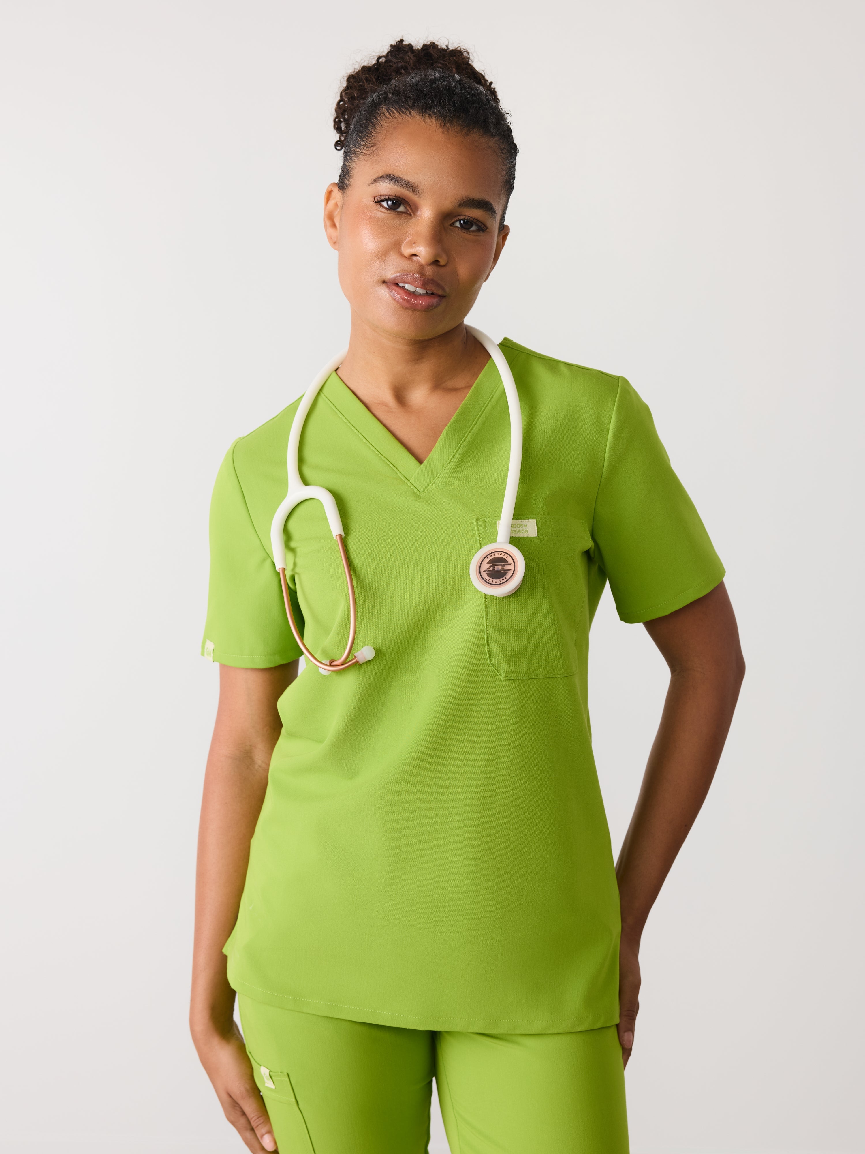 GABRIELLE RE-GARDE™ - GRUMPY GREEN - One Pocket Scrub Top - SILVADUR™ - Final Sale