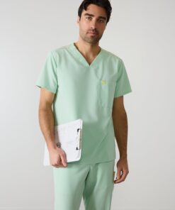 LOGAN RE-GARDE™ - MISTY MINT - One Pocket Men's Scrub Top - SILVADUR™
