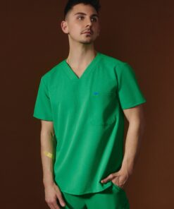 LOGAN RE-GARDE™ - G-M x PONY GREEN - One Pocket Men's Scrub Top - SILVADUR™