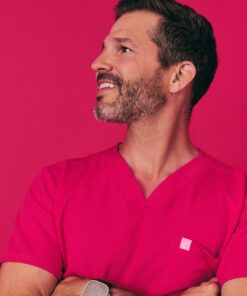 Alternative view of ZACK RE-GARDE™ - VIBRANT FUCHSIA - Three Pockets Men's Scrub Top - SILVADUR™