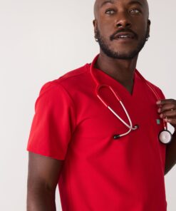 Alternative view of ZACK RE-GARDE™ - CANDY CANE - Three Pockets Men's Scrub Top - SILVADUR™ - Final Sale