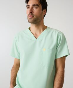 Alternative view of LOGAN RE-GARDE™ - MISTY MINT - One Pocket Men's Scrub Top - SILVADUR™