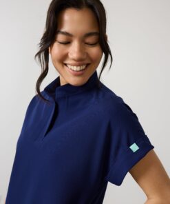 Alternative view of CHARLIE RE-GARDE™ - MODERN NAVY - Mandarine Collar Scrub Top - SILVADUR™