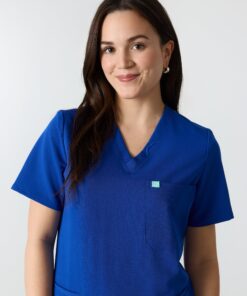 Alternative view of LIV RE-GARDE™ - ROYAL BLUE - Three Pockets Scrub Top - SILVADUR™