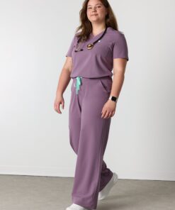 MILA RE-GARDE™ - DUSTY PURPLE - Wide Leg Scrub Pants - SILVADUR™