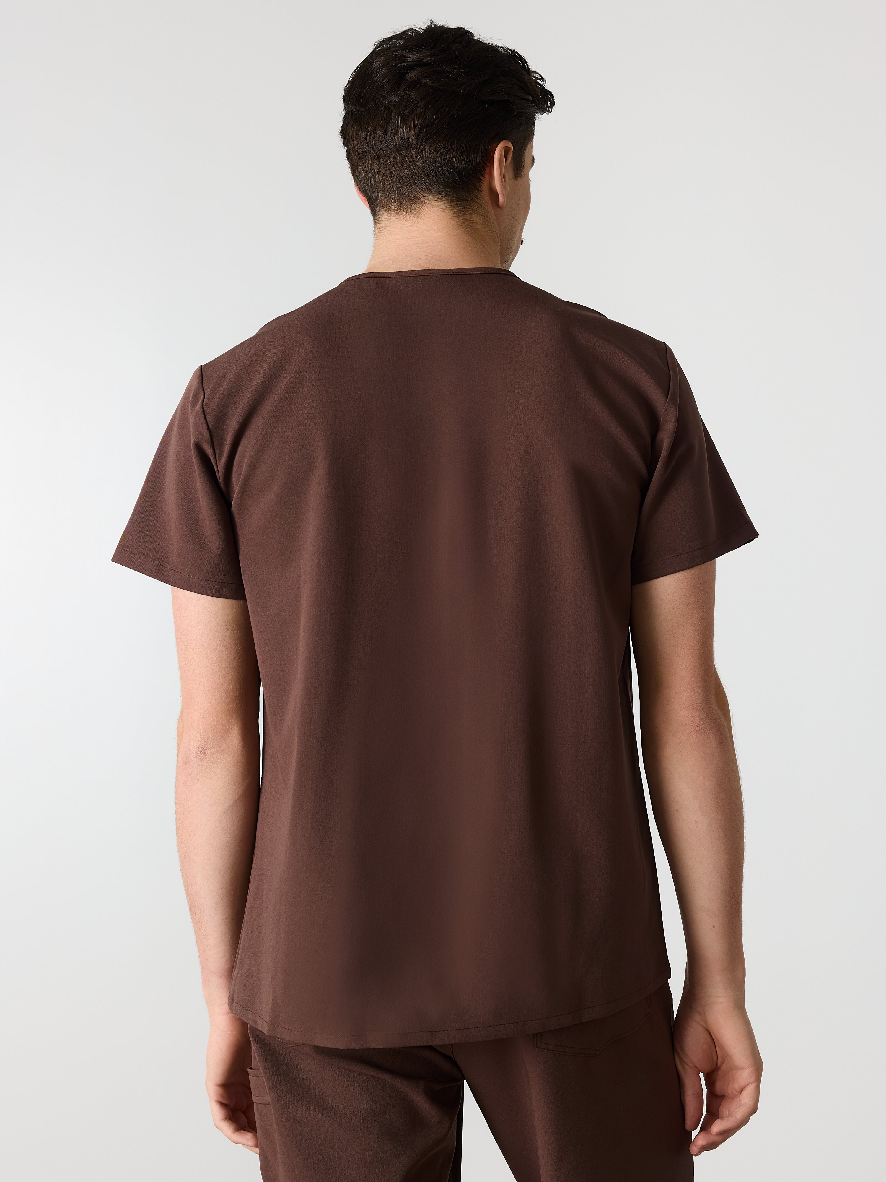 LOGAN RE-GARDE™ - CHOCOLATE - One Pocket Men's Scrub Top - SILVADUR™ - Image 2