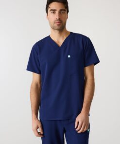 LOGAN RE-GARDE™ - MODERN NAVY - One Pocket Men's Scrub Top - SILVADUR™