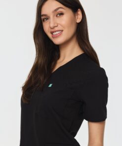 Alternative view of LIV RE-GARDE™ - BLACK - Three Pockets Scrub Top - SILVADUR™