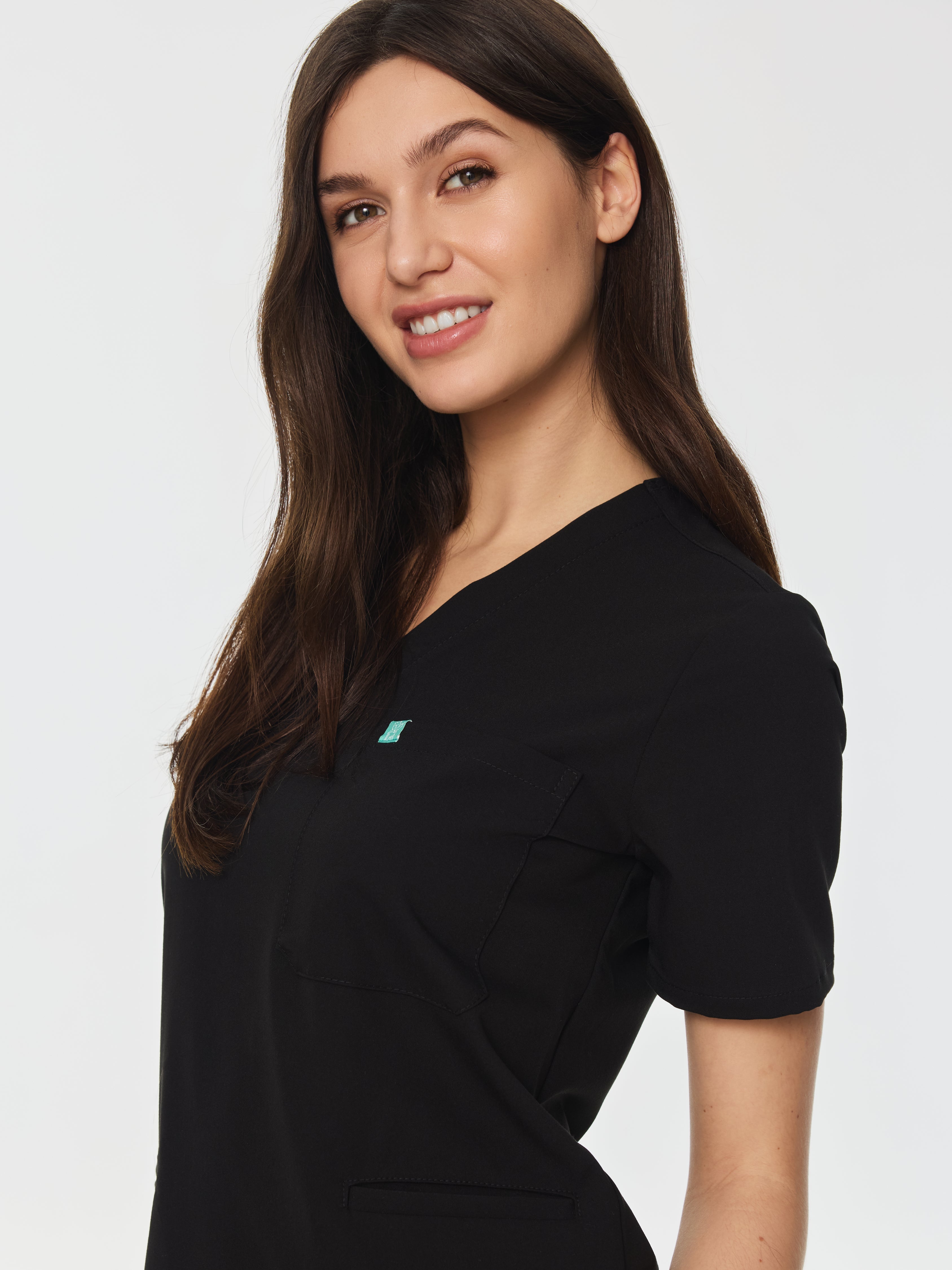 LIV RE-GARDE™ - BLACK - Three Pockets Scrub Top - SILVADUR™ - Image 2