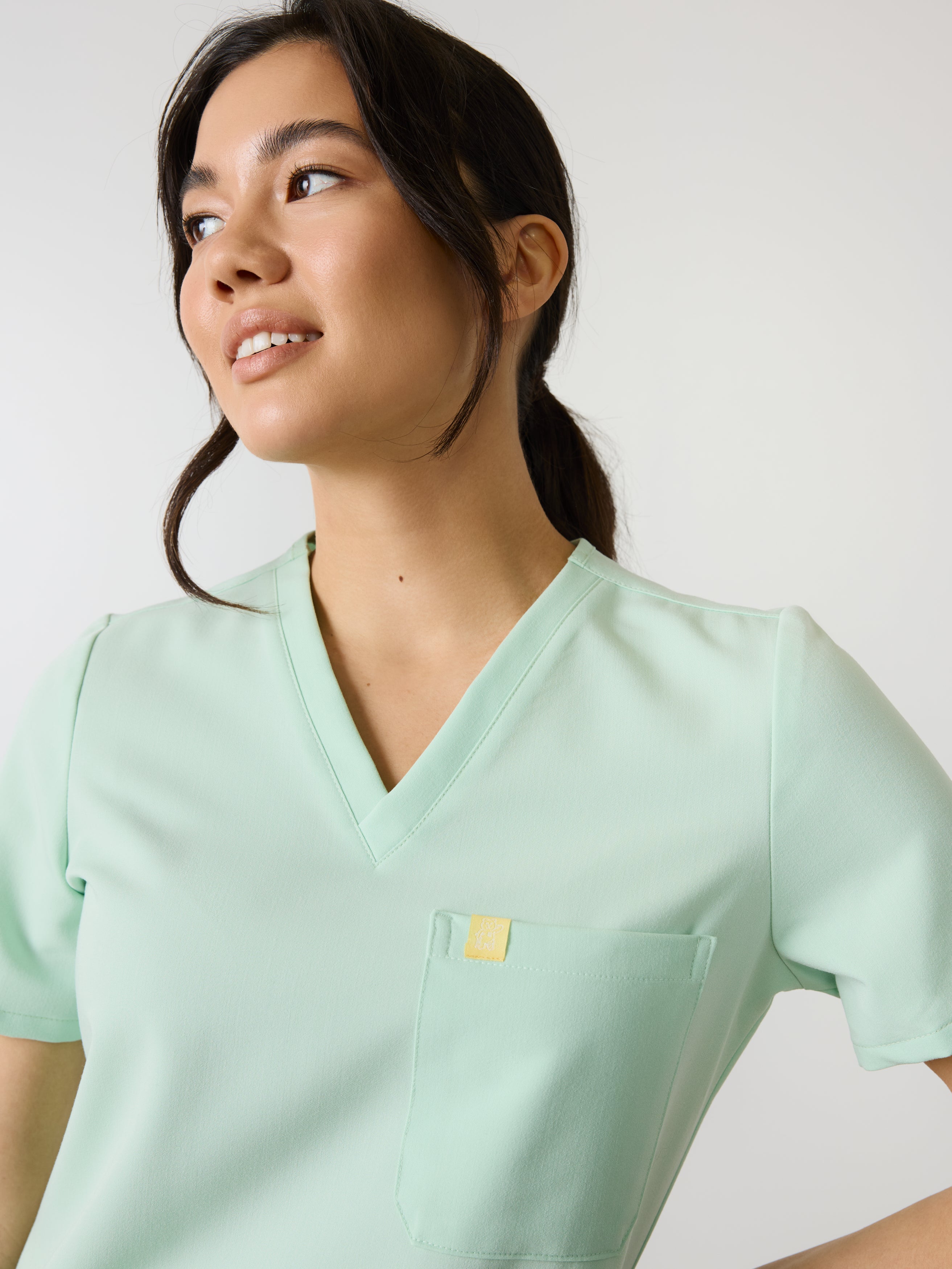 GABRIELLE RE-GARDE™ - MISTY MINT - One Pocket Scrub Top - SILVADUR™ - Image 2