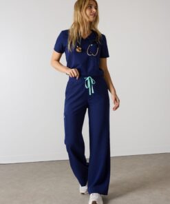 MILA RE-GARDE™ - MODERN NAVY - Wide Leg Scrub Pants - SILVADUR™