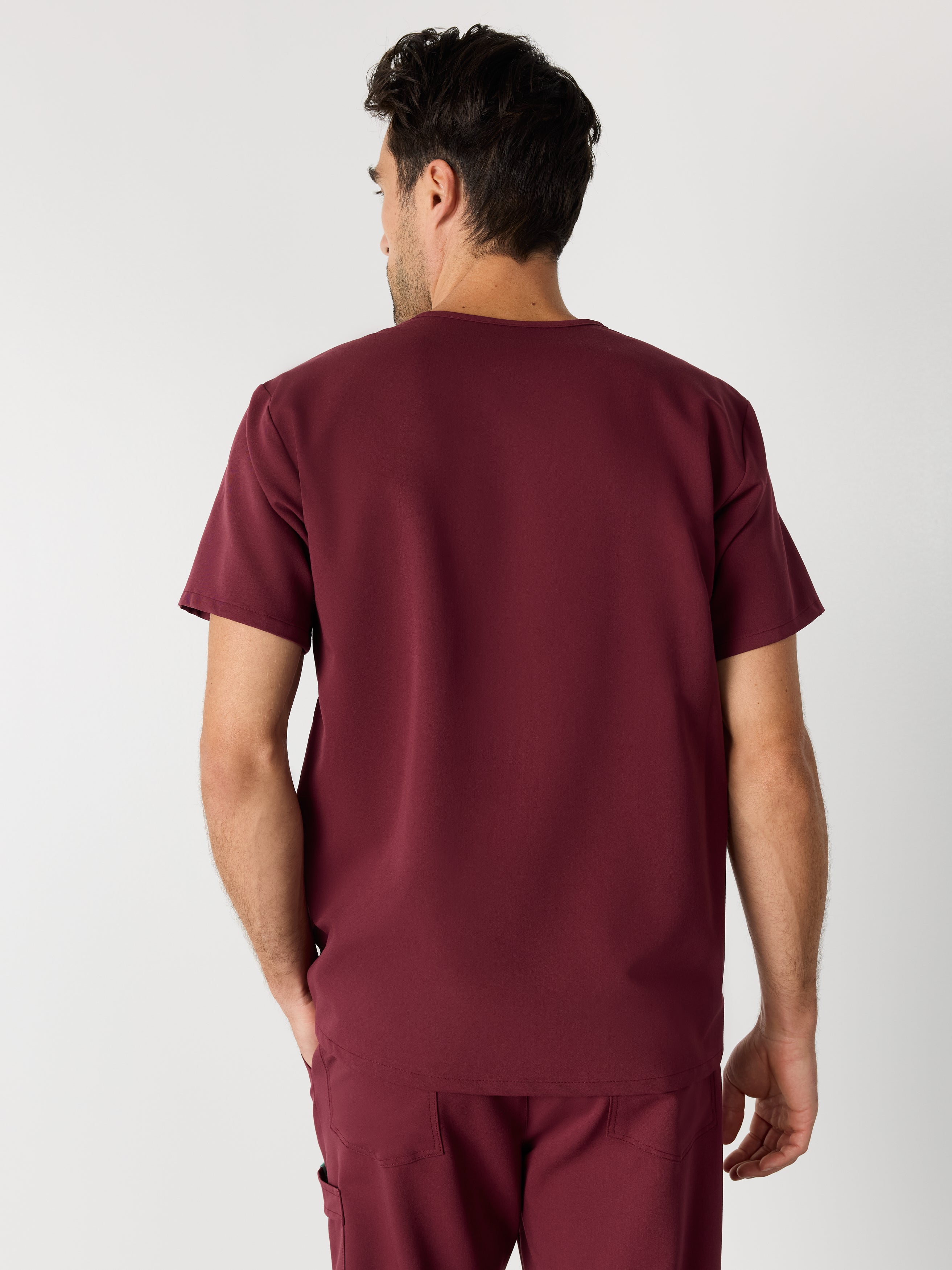 LOGAN RE-GARDE™ - BURGUNDY - One Pocket Men's Scrub Top - SILVADUR™ - Image 3