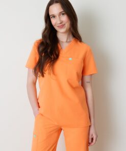 GABRIELLE RE-GARDE™ - NECTARINE - One Pocket Scrub Top - SILVADUR™ - Final Sale