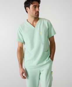 ZACK RE-GARDE™ - MISTY MINT - Three Pockets Men's Scrub Top - SILVADUR™