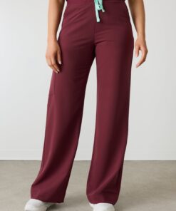 Alternative view of MILA RE-GARDE™ - BURGUNDY - Wide Leg Scrub Pants - SILVADUR™