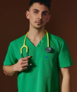 Alternative view of ZACK RE-GARDE™ - G-M x PONY GREEN - Three Pockets Men's Scrub Top - SILVADUR™