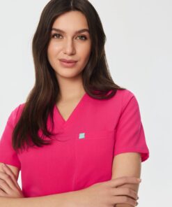 Alternative view of GABRIELLE RE-GARDE™ - PINK CRUSH - One Pocket Scrub Top - SILVADUR™