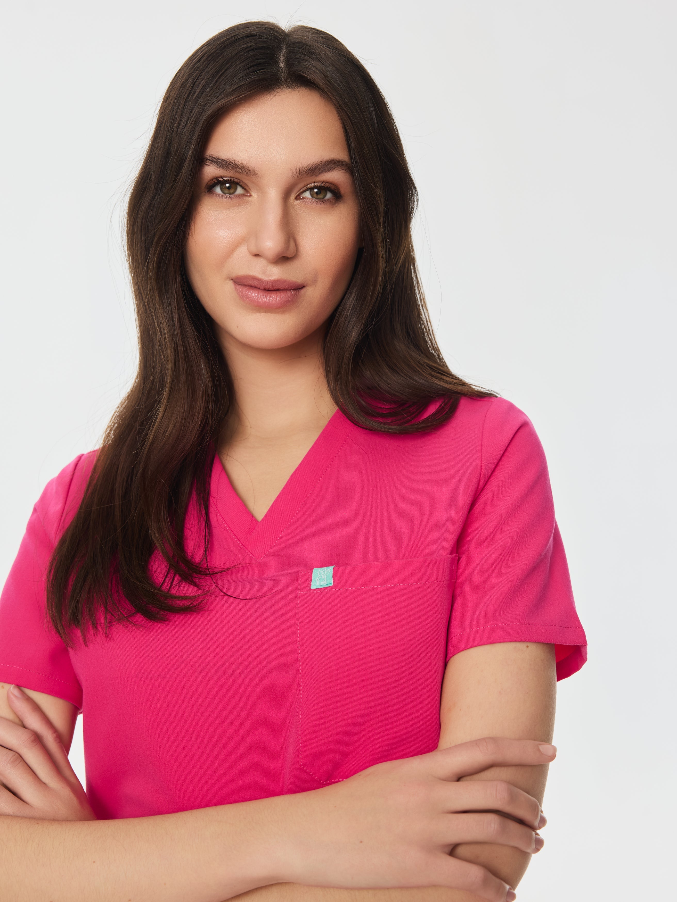 GABRIELLE RE-GARDE™ - PINK CRUSH - One Pocket Scrub Top - SILVADUR™ - Image 2