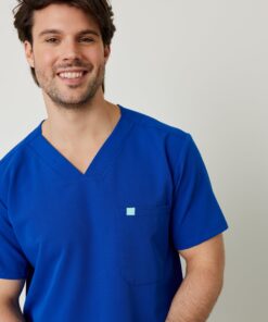 Alternative view of ZACK RE-GARDE™ - ROYAL BLUE - Three Pockets Men's Scrub Top - SILVADUR™